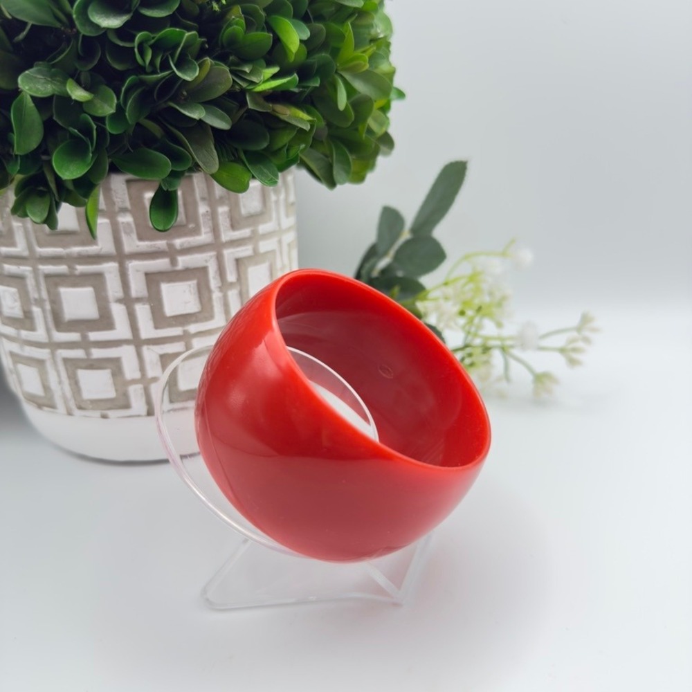 Vintage Red Bangle Bracelet Lucite Style Chunky Wide 1.5" Mod Retro Statement